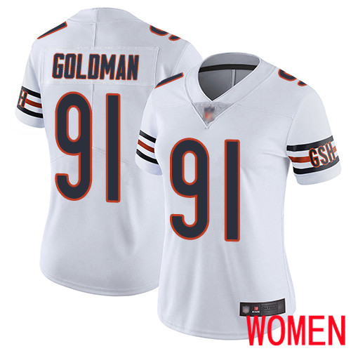 Chicago Bears Limited White Women Eddie Goldman Road Jersey NFL Football #91 Vapor Untouchable->women nfl jersey->Women Jersey